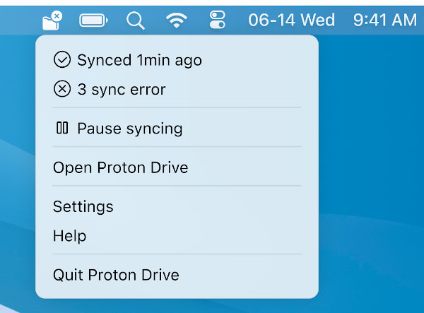 Proton Drive MacOS sync error