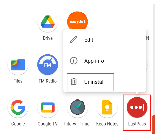 Delete LastPass from Android