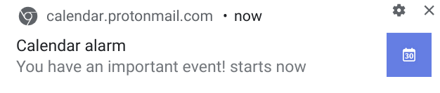 Chrome Calendar notification