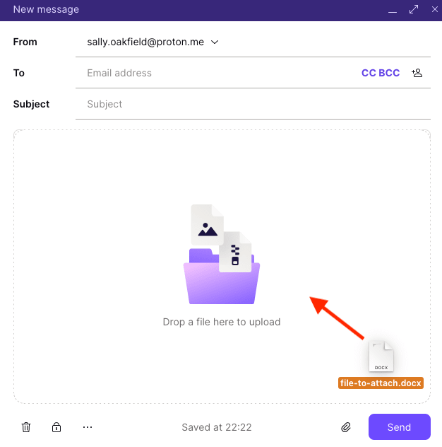 How to drag and drop a file into the email composer to attach it