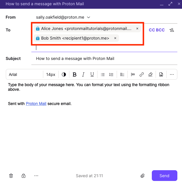 Multiple addresses in the To field