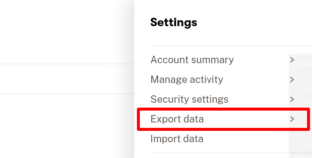 Export data