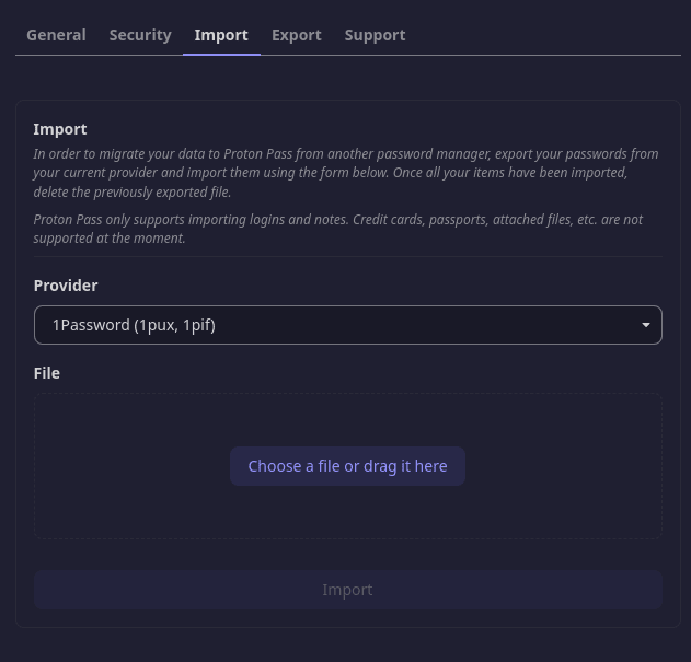 Import your exported passwords to Proton Pass