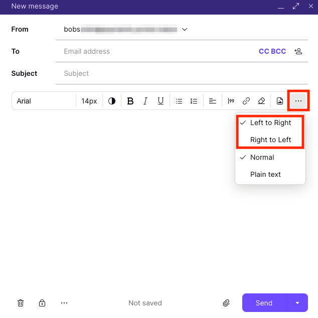 Option to choose left-to-right or right-to-left settings