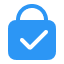 Blue encryption lock with a check mark