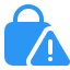 Blue encryption lock with an exclamation mark