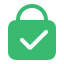 Green encryption lock with a check mark