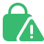 Green encryption lock with an exclamation mark