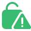 Green encryption lock with an exclamation mark