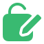 Green and open encryption lock with a pen