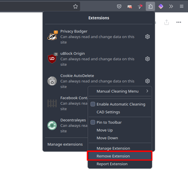 How to remove browser extensions on Firefox (desktop)