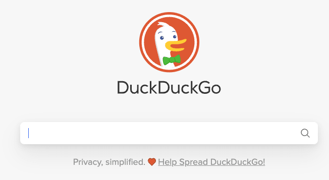 Search box of DuckDuckgo, an alternative search engine based in the US