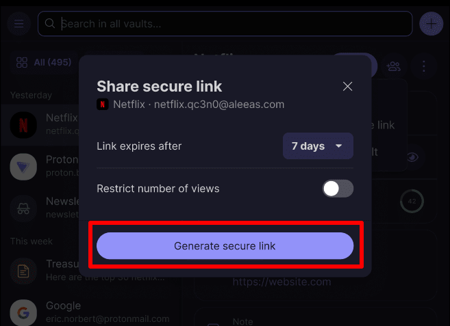 Generate secure link