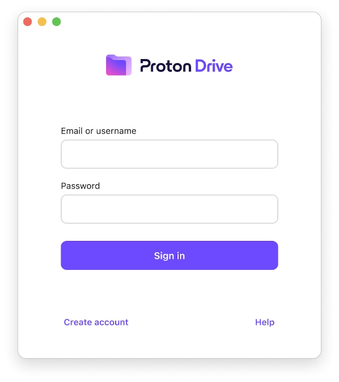 Proton Drive MacOS login