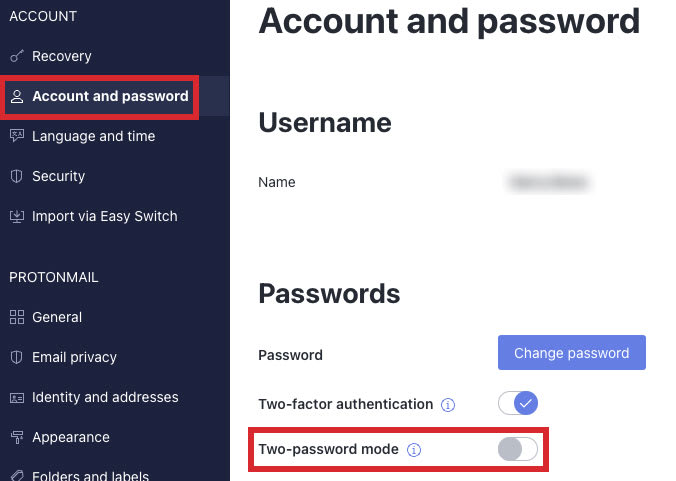 Two-password mode switch