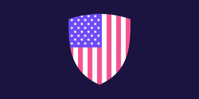 A shield with US flag symbolizing US data privacy laws