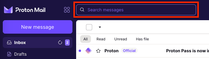 Search messages box