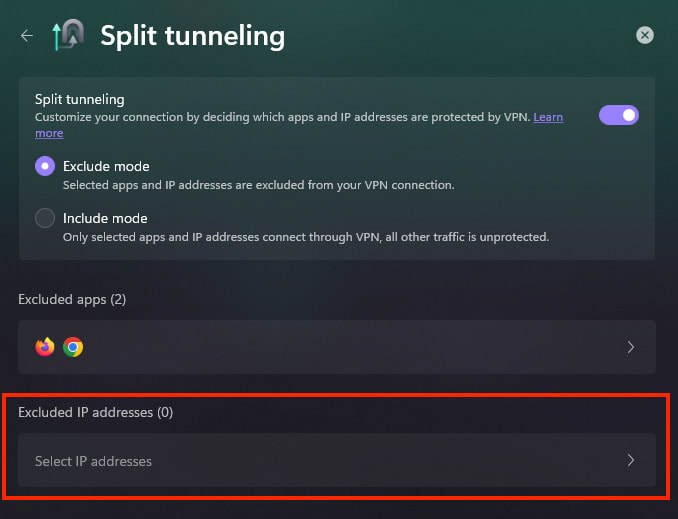 Split tunneling on Windows 6