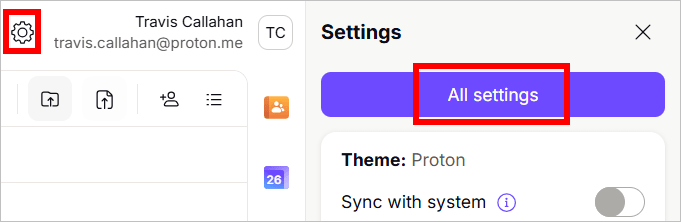 How to access all settings in Proton