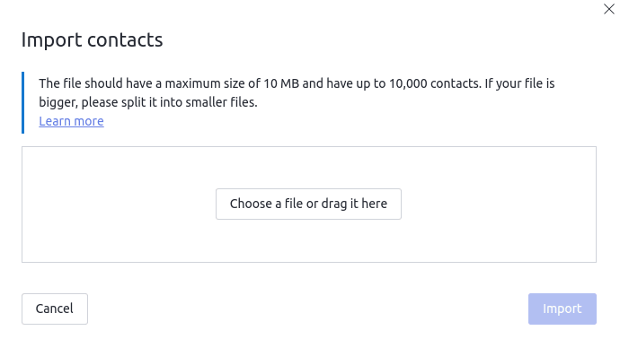 Import CSV or vCard file