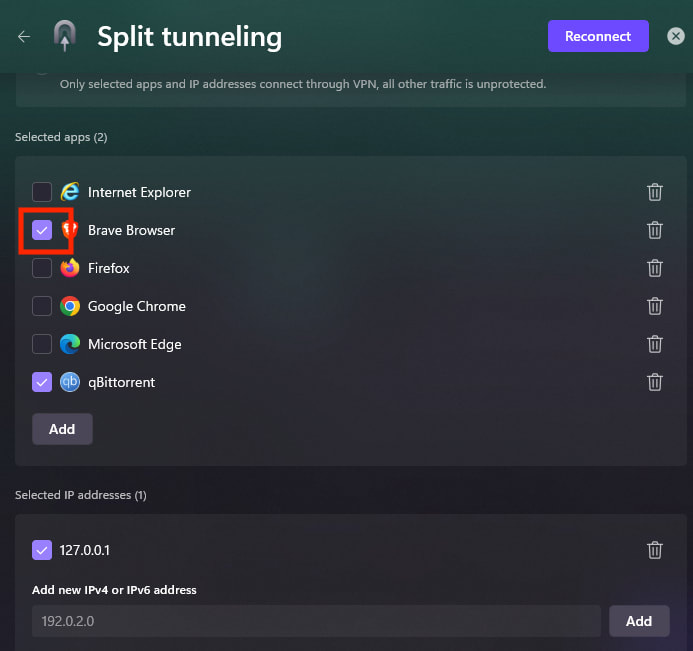 Split tunneling on Windows 6