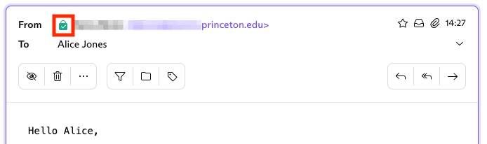 Padlock with check mark showing the address has a trusted public key