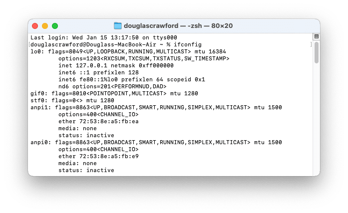 Rub ifconfig or ipconfig