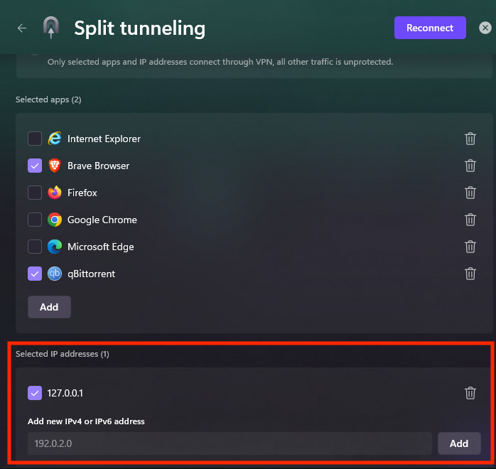 Split tunneling on Windows 5