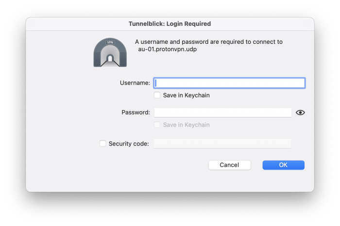 Configure Tunnelblick 5
