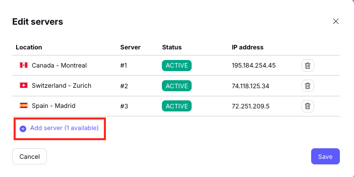Edit servers 3