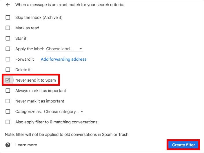 How to set filter rules in Gmail / Image title: Gmail filter rules