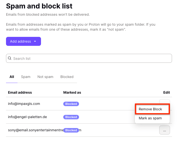 Remove Block option