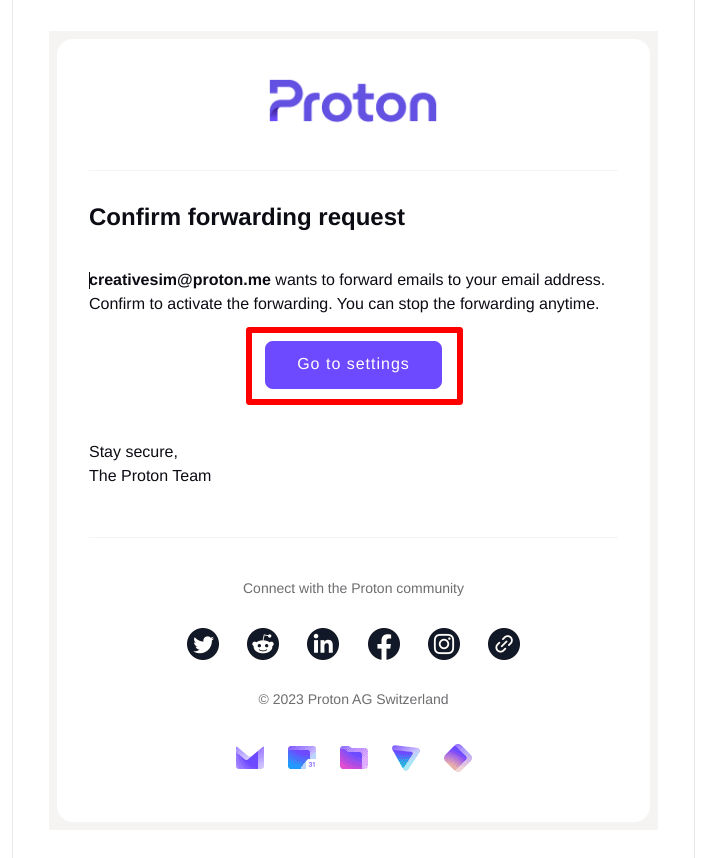 Accept forwarding request as a Proton user