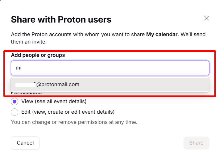Add people or groups to share with