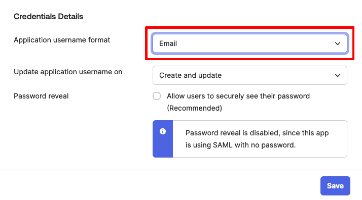 select email as the sign on method