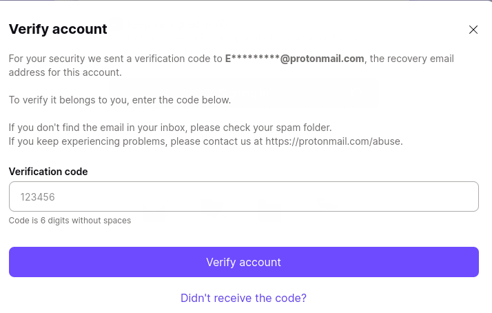 Verify account with verification code