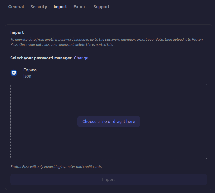 Proton Pass import Enpass file