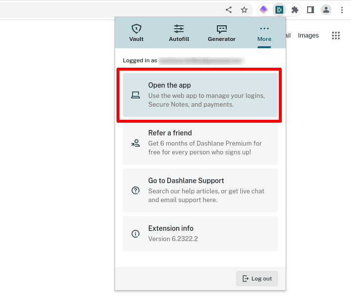 Open the Dashlane web app
