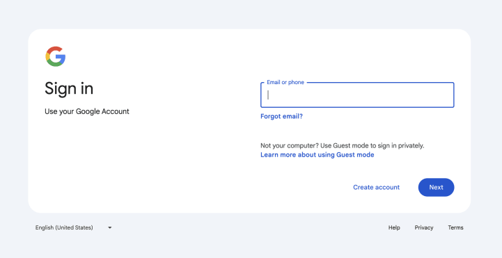 Enter your Google SSO username and password