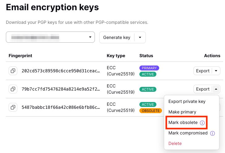 Mark private key as obsolete option