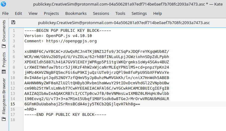 Copy your PGP key