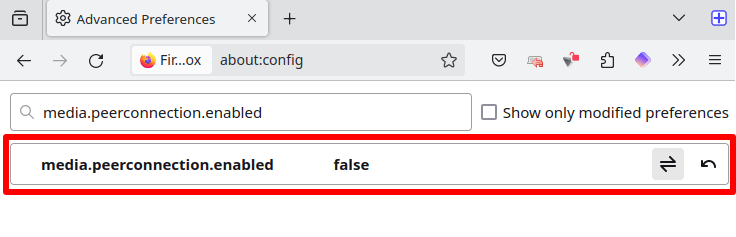 Turn off WebRTC in Firefox