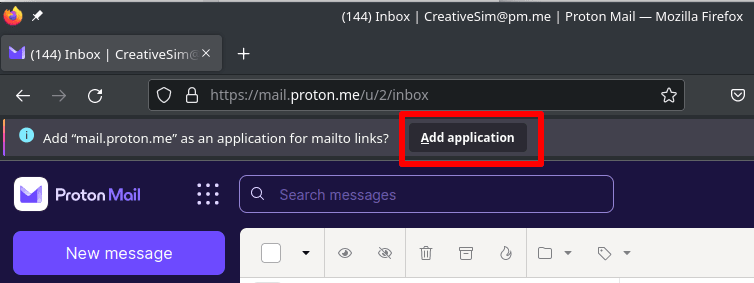 Add Proton Mail as an application for mailto links