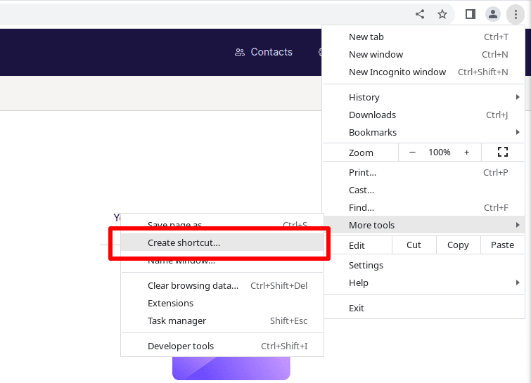 Create shortcut