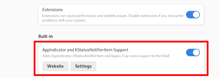 Enable the extension