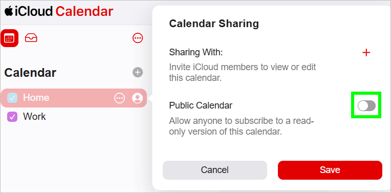 How to share a calendar in iCloud