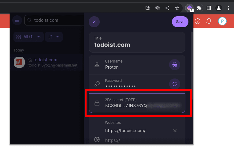 Paste in the 2FA key