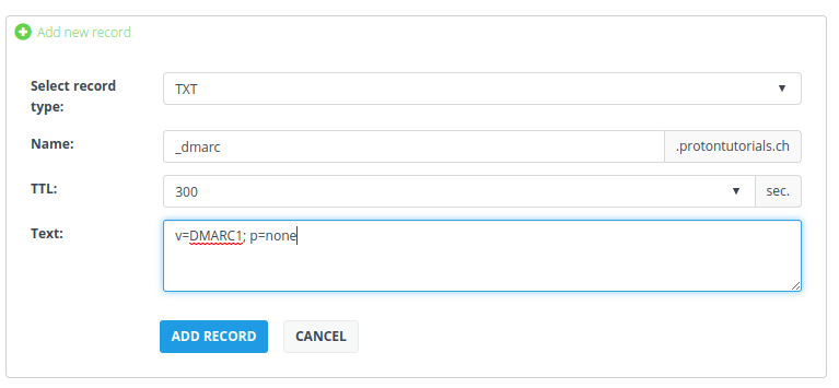Add DMARC string to registrar