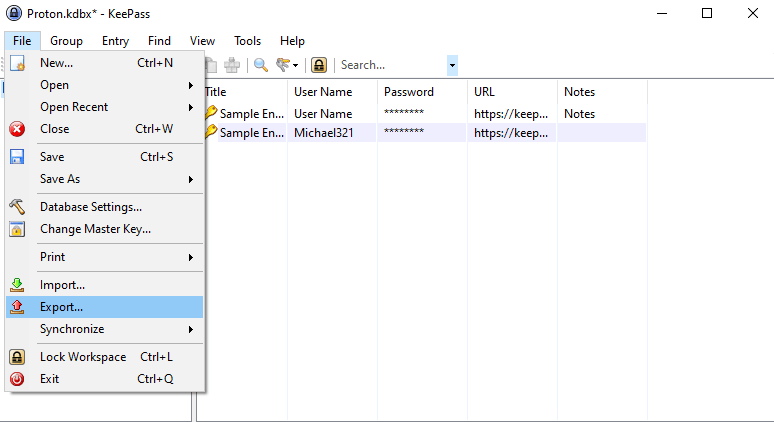 Select Export from the file menu
