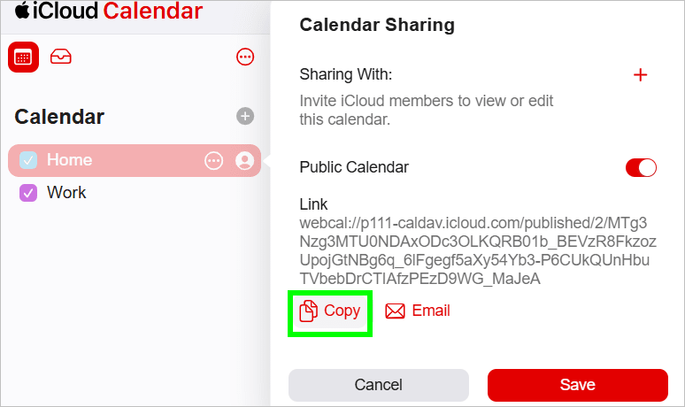 How to share a calendar in iCloud